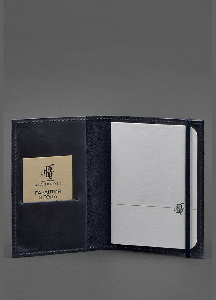 Кожаная обложка для паспорта 1.0 синяя Crazy Horse (A-026146) BlankNote (329742925)