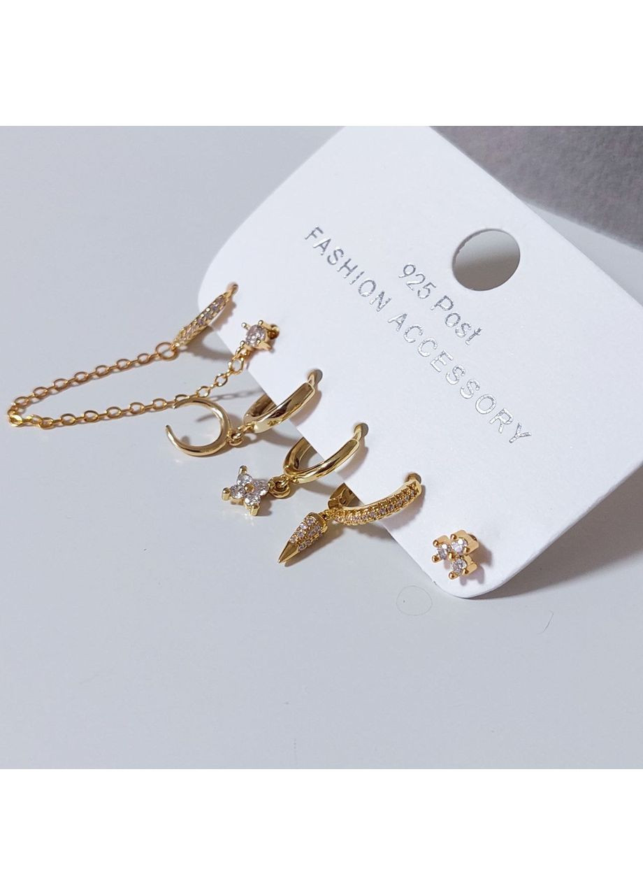 Набір з 5-ти моно сережок MK1306 медичне золото DeKolie (361318143)