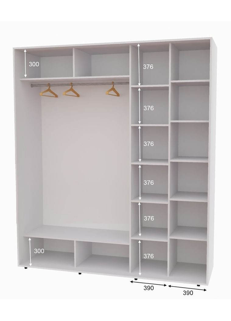 Шкаф-купе двухдверный 200*60*230 см Белый 2 двери ДСП Алекса (360434604)