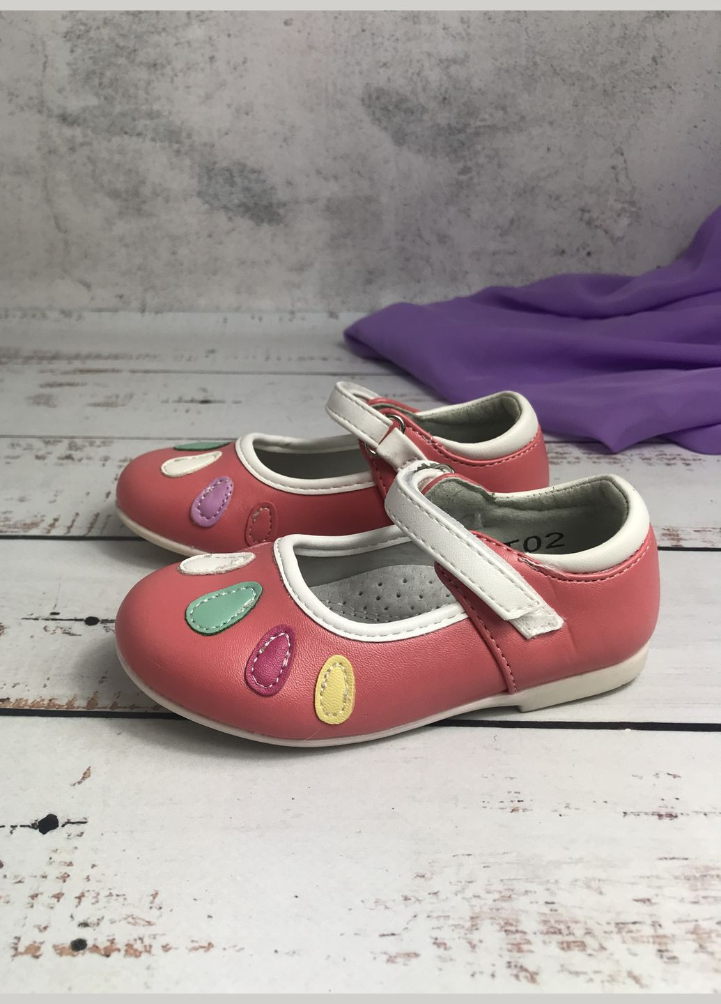 Цветные туфли детские для девочек разноцветный (2058) без каблука Fieerinni