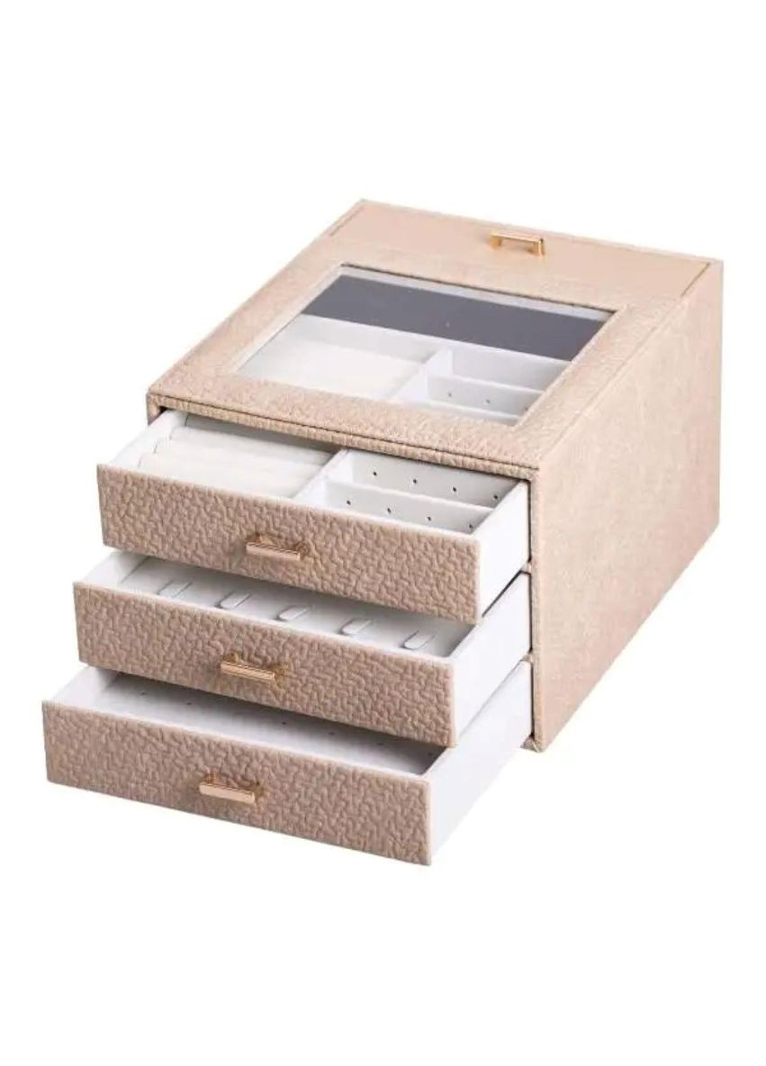 Скринька для прикрас з еко шкіри 3 яруси органайзер для ювелірних виробів HP-5-16CR Yiwu (370801415)