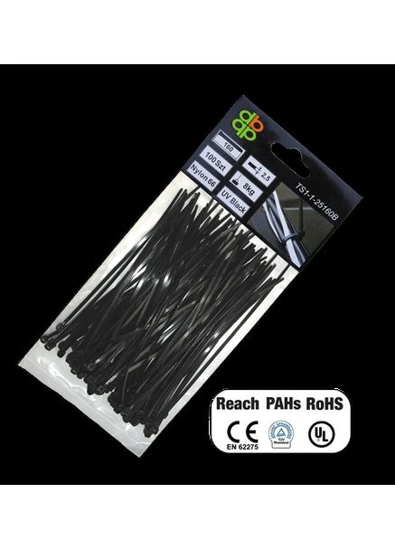 Пластиковые кабельные стяжки разъемные 7,6x370мм UV BLACK, TS1276370B Bradas (386995294)