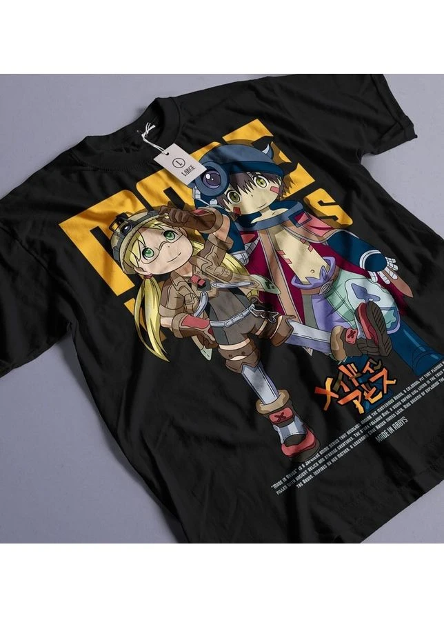 Черная футболка с аниме принтом made in abyss girl оверсайз (s/m/l) черный animej0970 No Brand