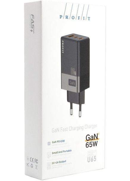 Зарядное устройство 3 порта - U65 GaN 65 W USB + 2TypeC PROfit (298940552)