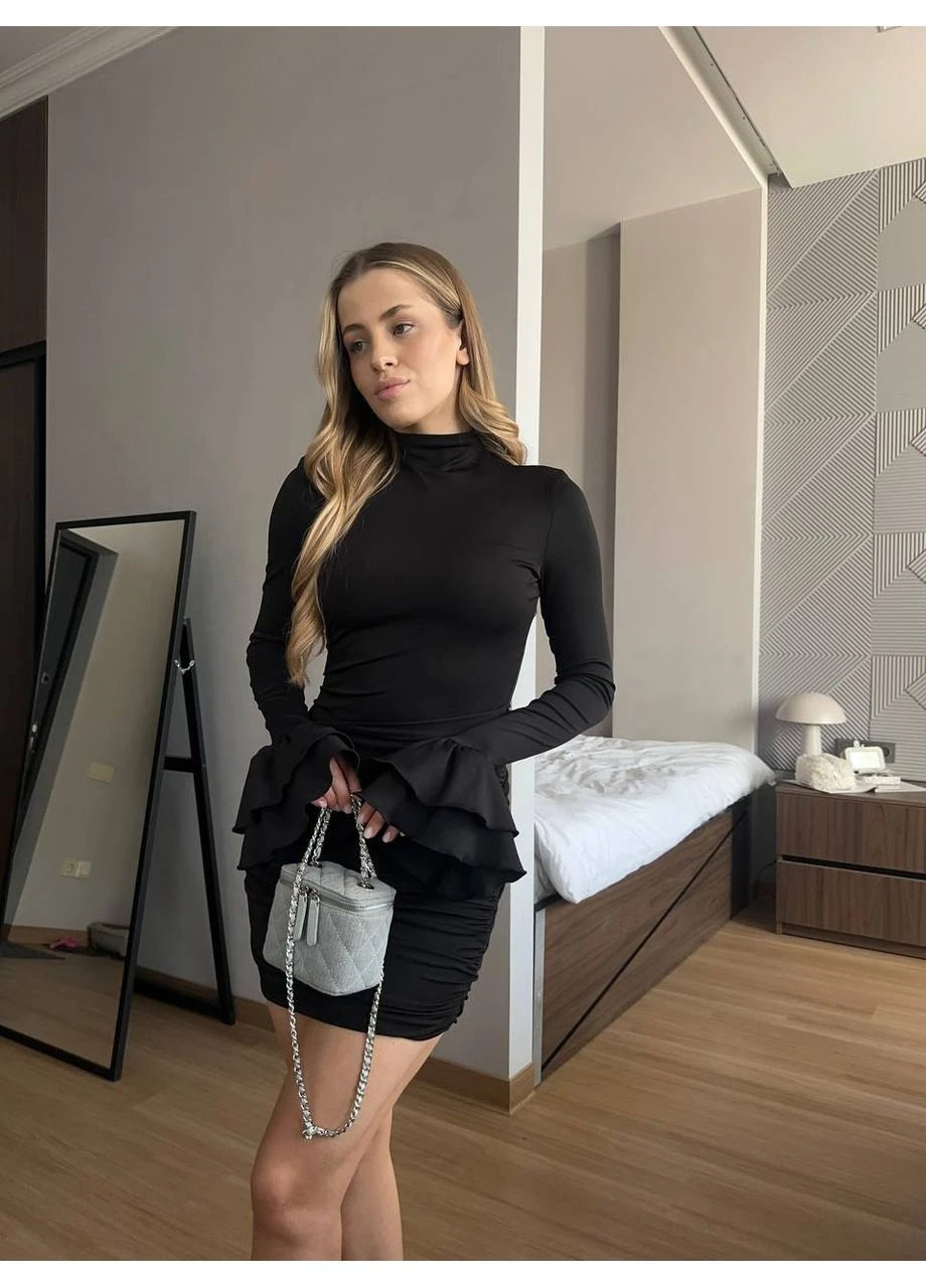 Черное праздничный женское силуэтное мини платье (like16944) Like fashion