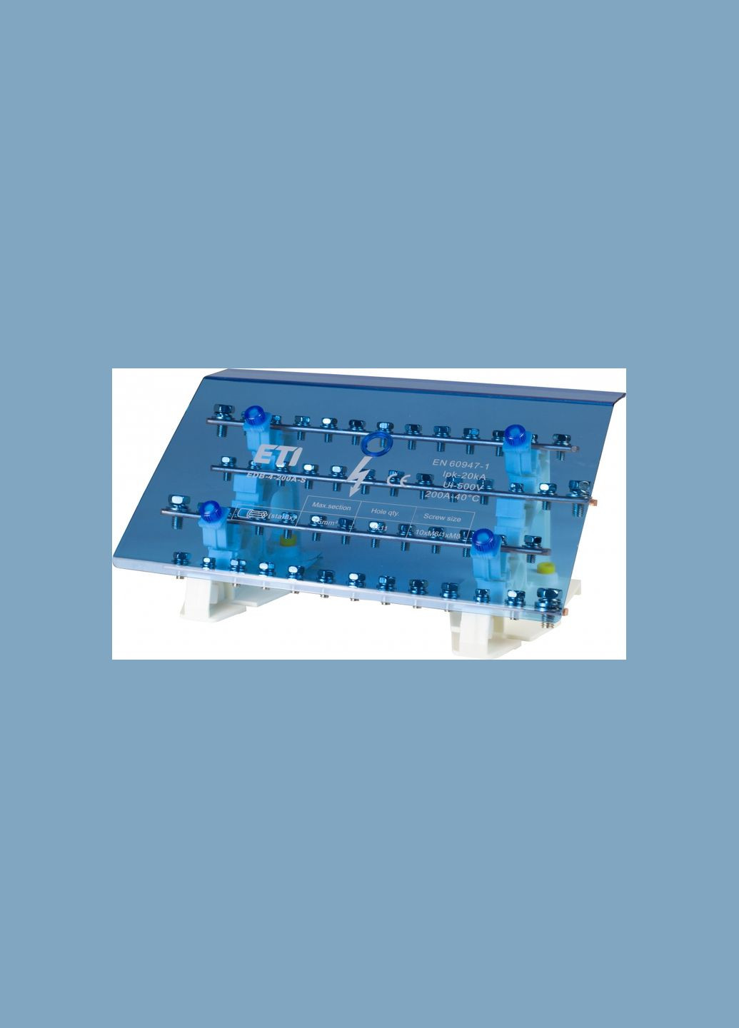 Шина нулевая (кросс-модуль) 4х11 отверстий 200А 3L+PE/N на DIN-рейку [1102311] EDB-4-200A-S ETI (344529029)