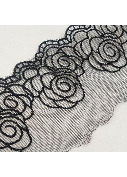 (1 метр) Кружево на сетке (фатин) 7 см цвет - черный (77M-LZ129-3) No Brand (354798859)