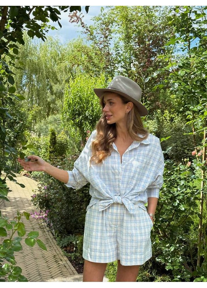 Шорты КЛЕТОЧКА ЛЕТО клетка ярко-голубая milirud (366292265)