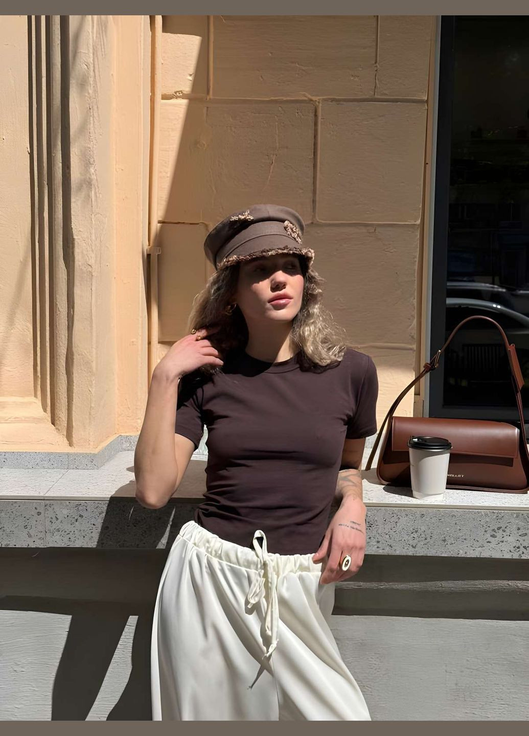 Жіноча літня бавовняна базова футболка в стилі скімс класична однотонна блакитна Україна - (339402897)