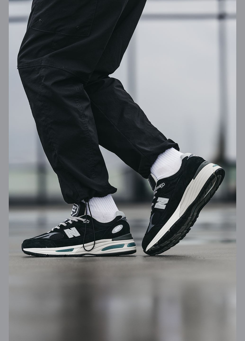 Чорні всесезон кросівки чоловічі new balance 991v2 black | нью беланс 991в2 чорні No Brand