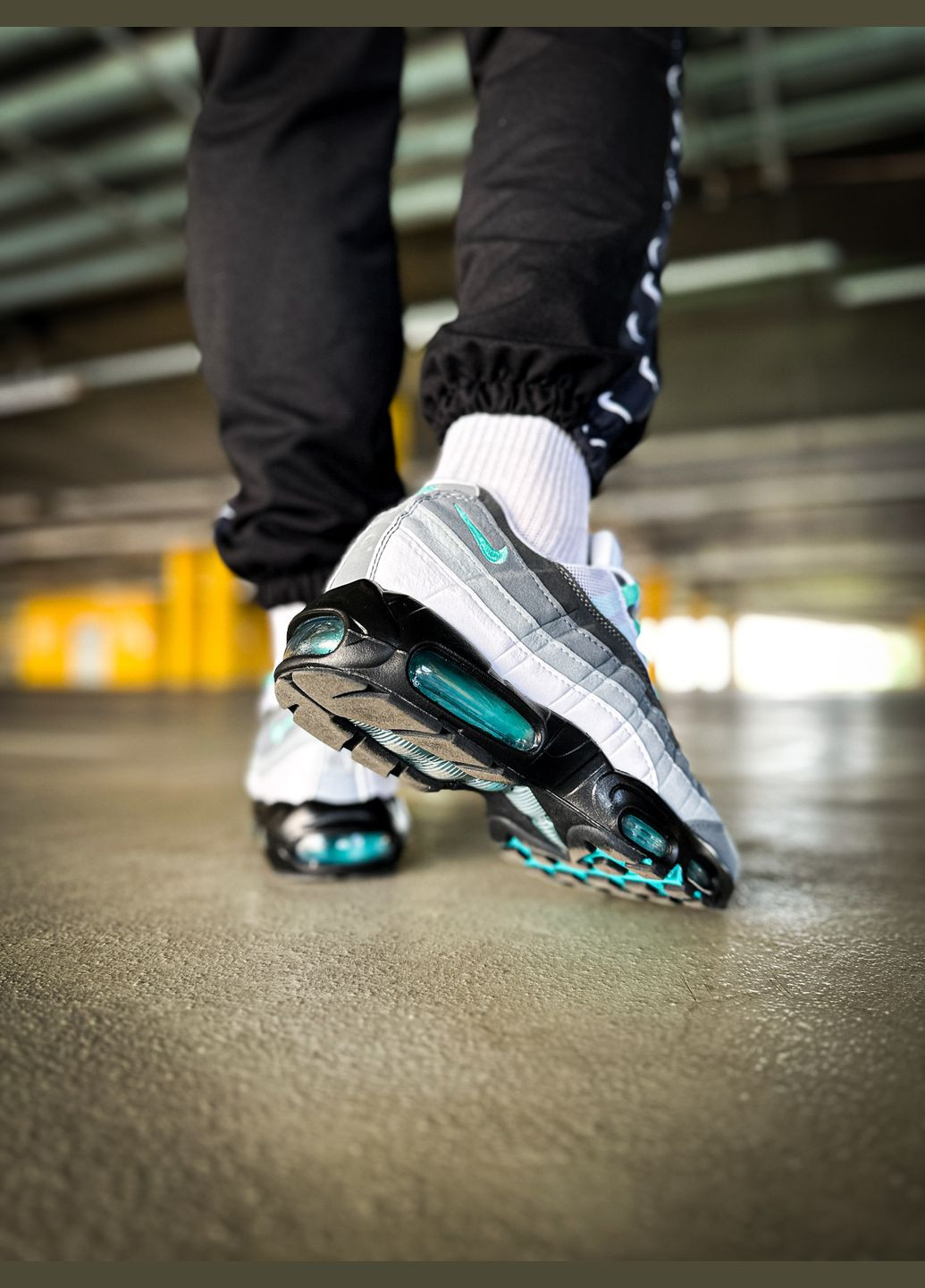 Сірі всесезон кросівки чоловічі nike air max 95 gray mint black | найк аір макс 95 сірі чорні No Brand