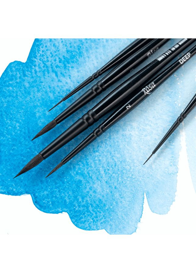 Пензель білка кругла DEEP 198 №0 коротка ручка ROSA Роса (362583415)