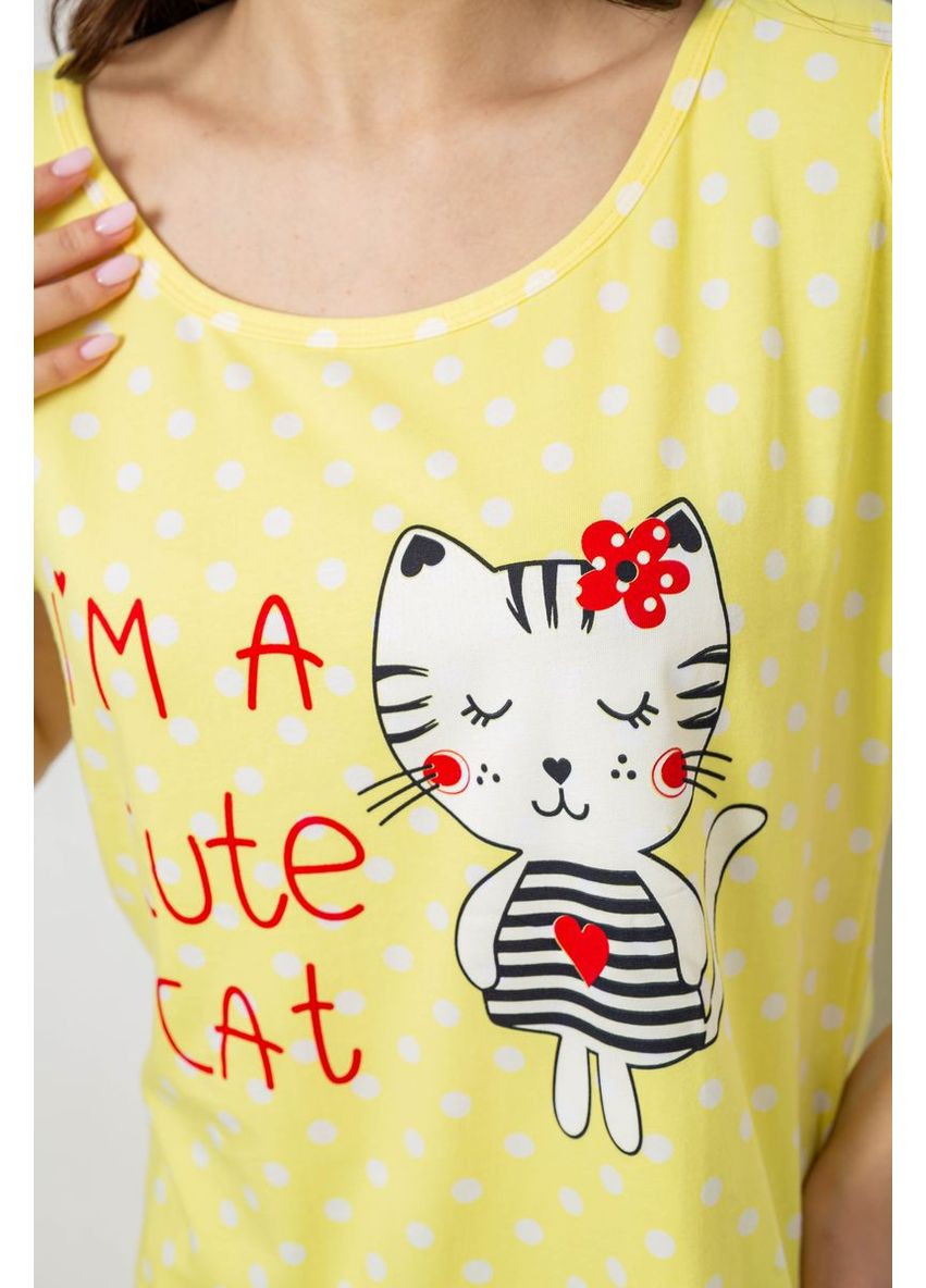 Жовта жіноча піжама з принтом, 243r903067 Isik