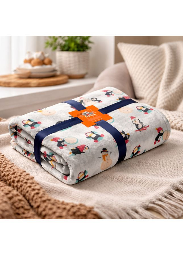 Новорічний плед з пінгвінами 180/200 (LLT-111444) Lelit (373646873)