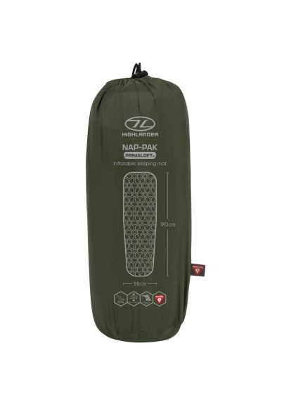 Туристичний килимок Nap-Pak Inflatable Sleeping Mat PrimaLoft 5 cm Olive (AIR072-OG) (930481) Highlander Nap-Pak Inflatable Sleeping Mat PrimaLoft 5 cm Oli (366105308)