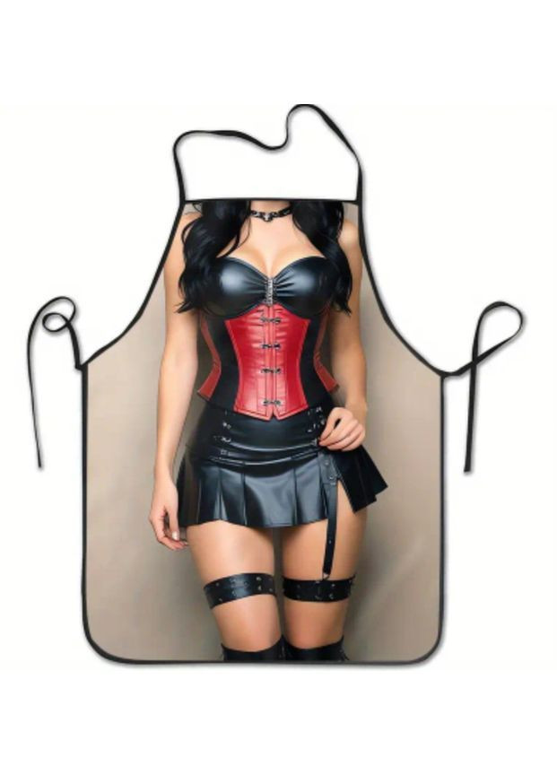 Фартук с приколом для женщин – девушка в кожаном платье 72 на 53 см разноцветный Jannet Фартух (361893400)