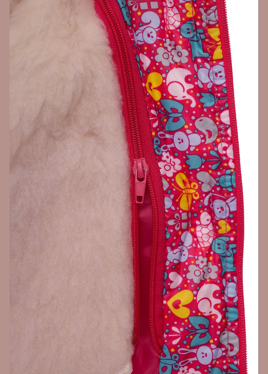 Червоний зимній комбінезон на синтепоні для дівчинки з принтом тварин нуль підстібка малиновий 86 см (27856) BABYKROHA