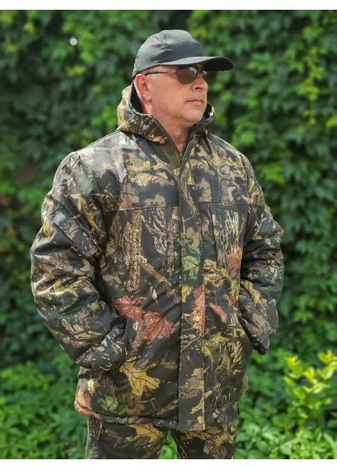 Комбинированная бушлат зимний удлиненный дубок с капюшоном No Brand