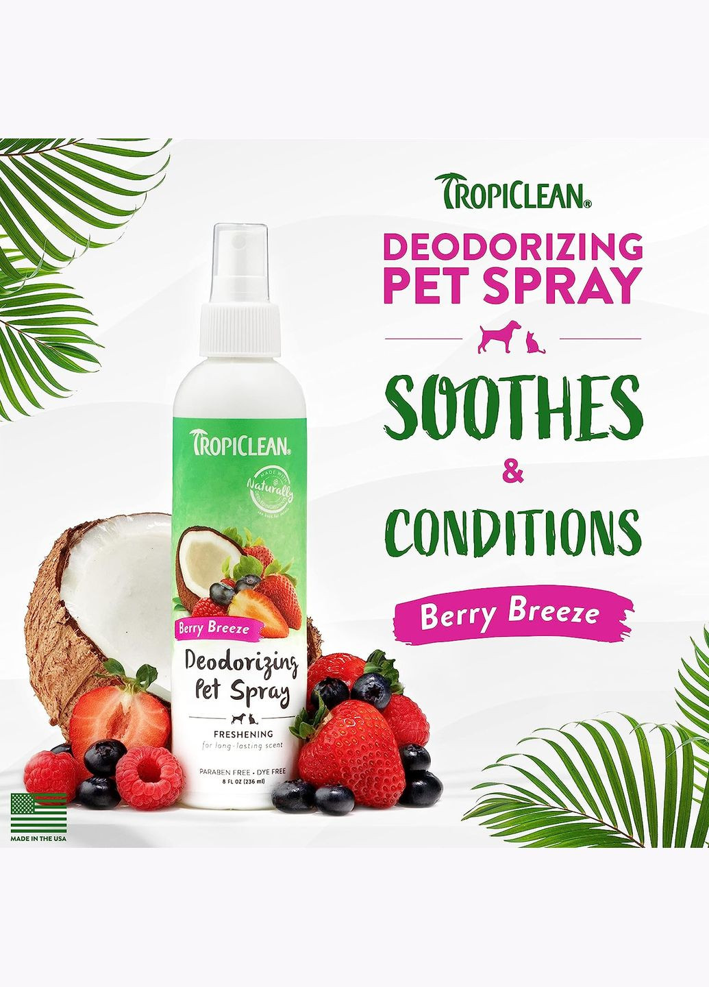 Парфуми для собак та котів Berry Breeze 236 мл 861312 TropiClean (268138196)
