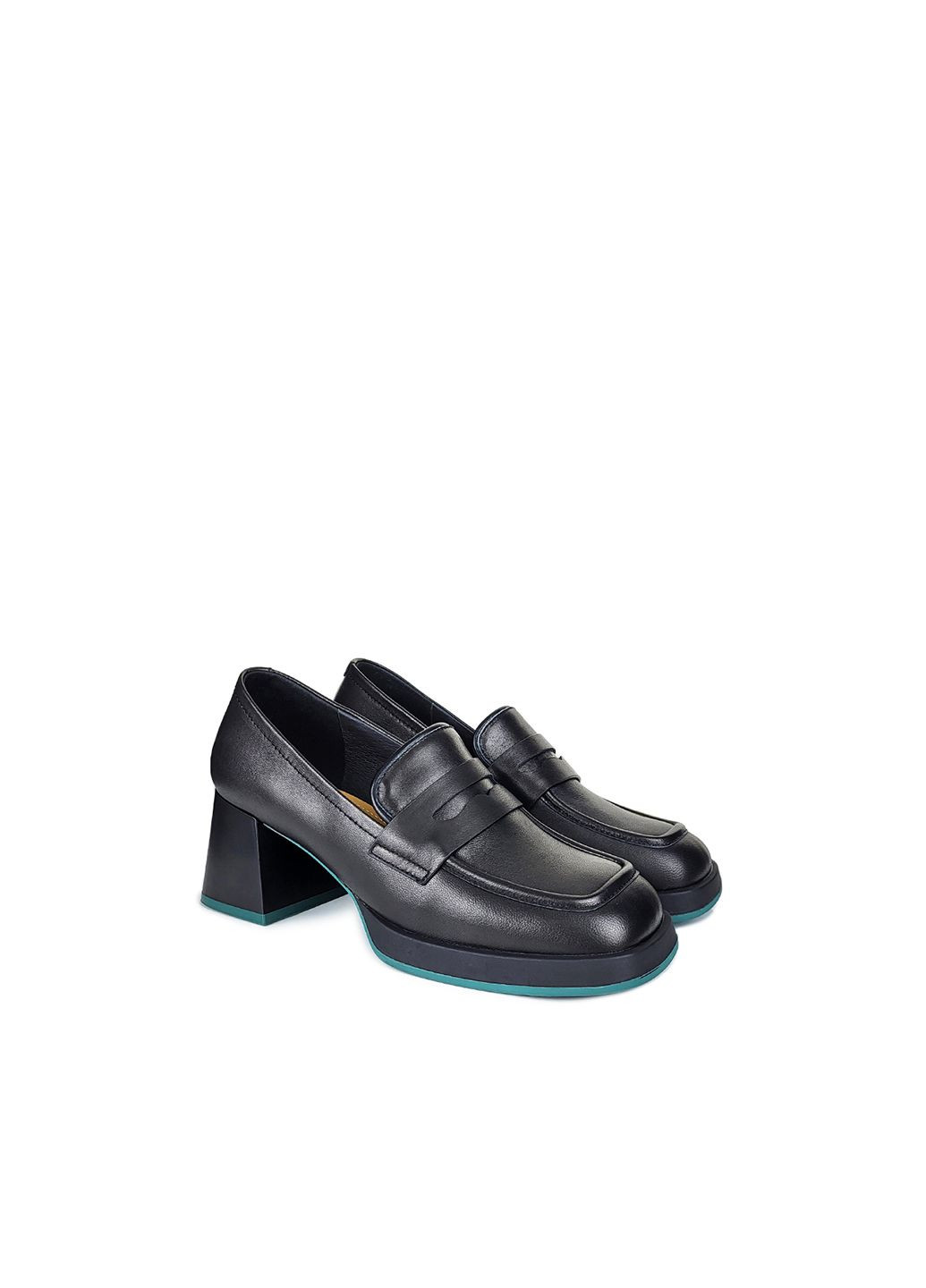 Женские кожаные черные лоферы,,3S1391-5-1ч,38 Berkonty на высоком каблуке