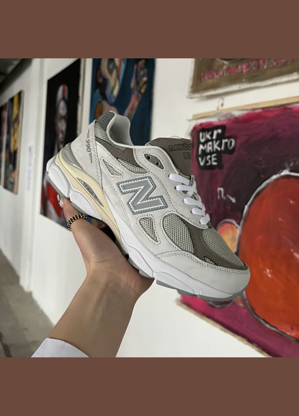 Кроссовки женские и мужские New Balance 990 grey brown | Нью Беланс 990 серые коричневые No Brand серые демисезоны (316663543)