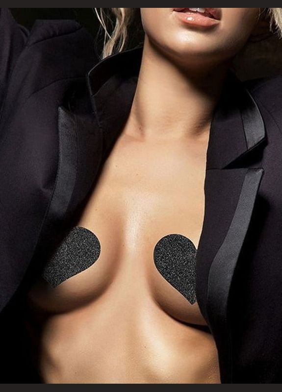 Прикраса для грудей Flash - Heart Black Indiscrets Bijoux (334709649)