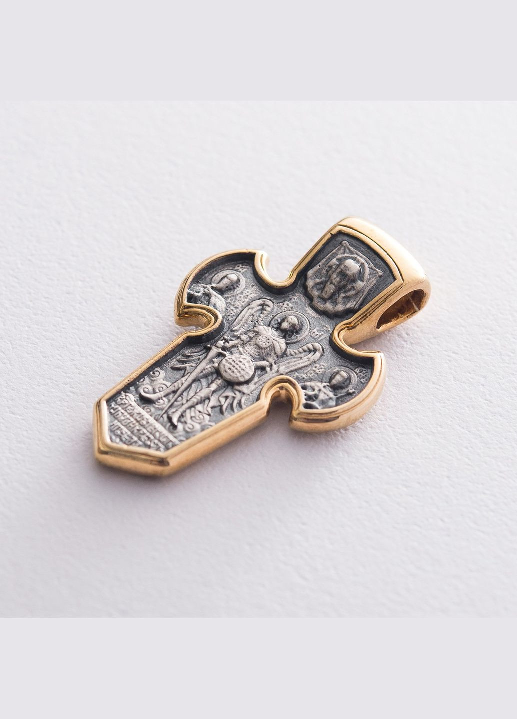 Срібний хрестик з позолотою Розп'яття. Архангел Михаїл 131746 Oniks (267320874)