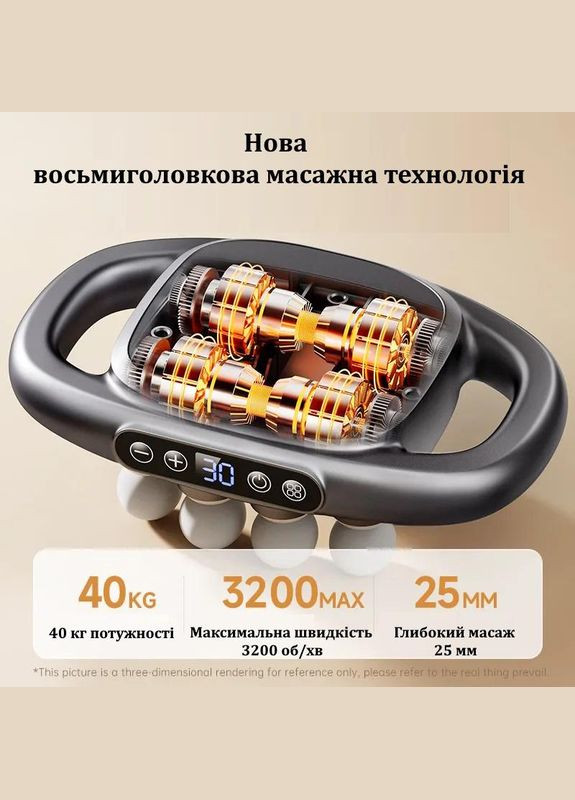 Перкусійний вібраційний масажер для всього тіла з 8 масажними головками, 3 режими (MG8HEAD) No Brand (336904702)