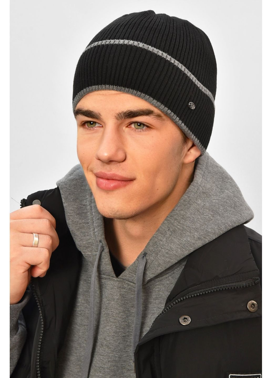 Шапка мужская на флисе черного цвета Let's Shop (369529692)