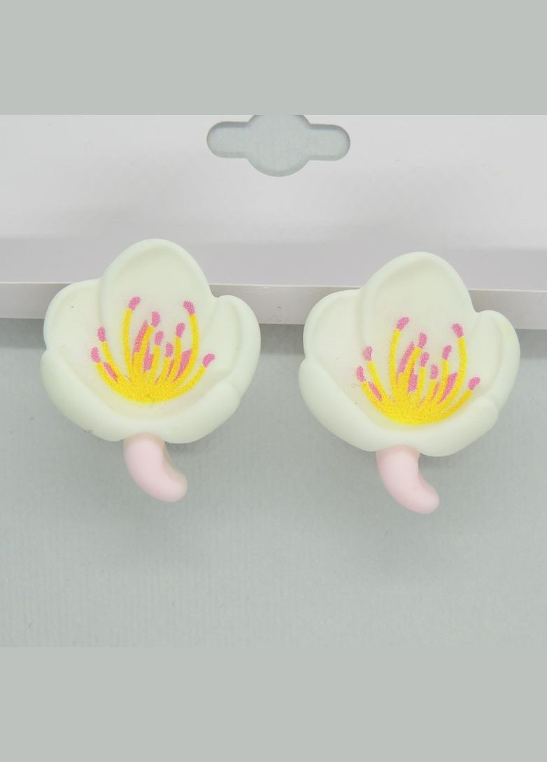 Сережки кліпси для вух без пробивання вуха "Квіткова Симфонія" білі Liresmina Jewelry (289717514)