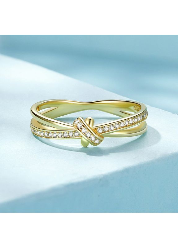 Срібна каблучка з камінчиками "Вузол" в позолоті Kabluchka (355344817)