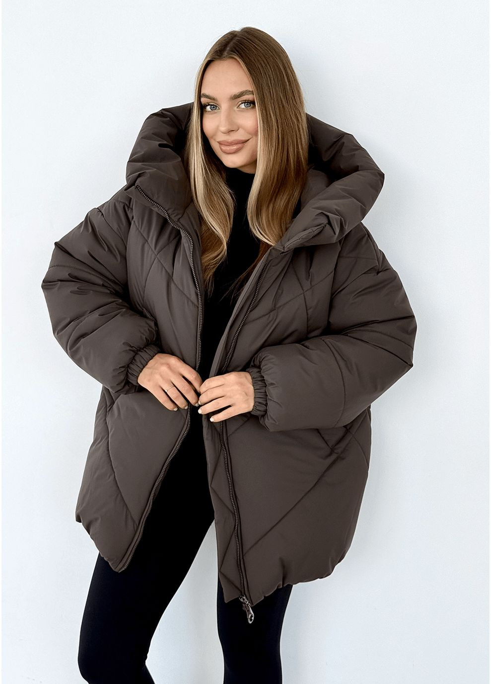 Темно-коричневая зимняя зимняя куртка селин меди (01211-brown144) MioRichi