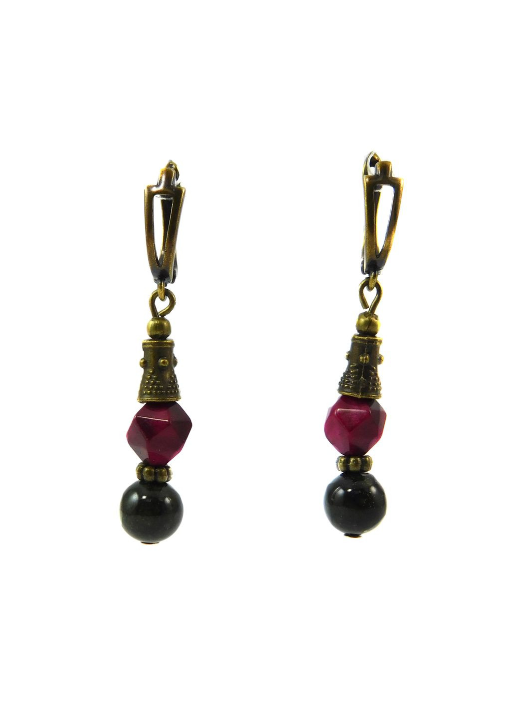 Серьги "Петушки" Змеевик, Кошачий глаз 13.10.28.963 Fursa fashion (315590927)