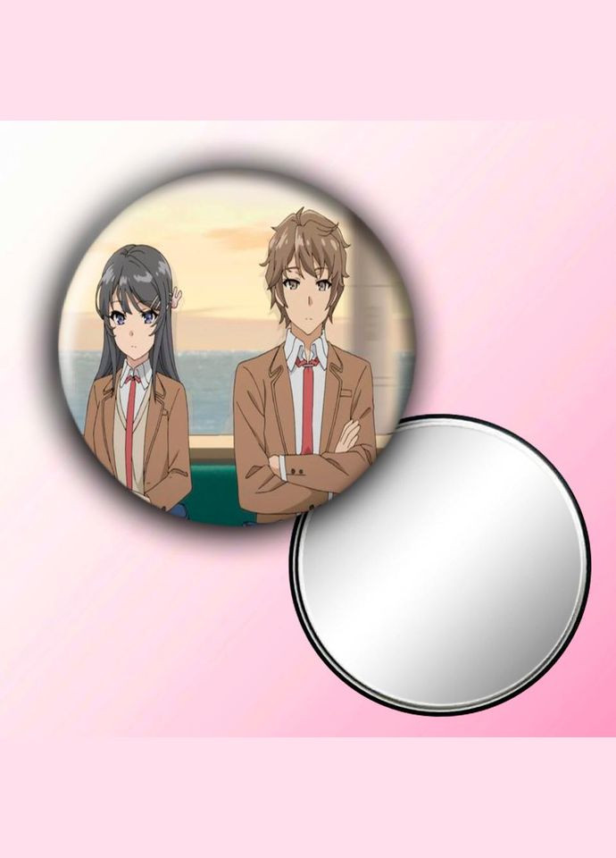 Дзеркальце косметичне кишенькове Аніме Цей дурний свин не розуміє мрію дівчинки заячика #0016 із малюнком круглий 56 мм No Brand (309155139)