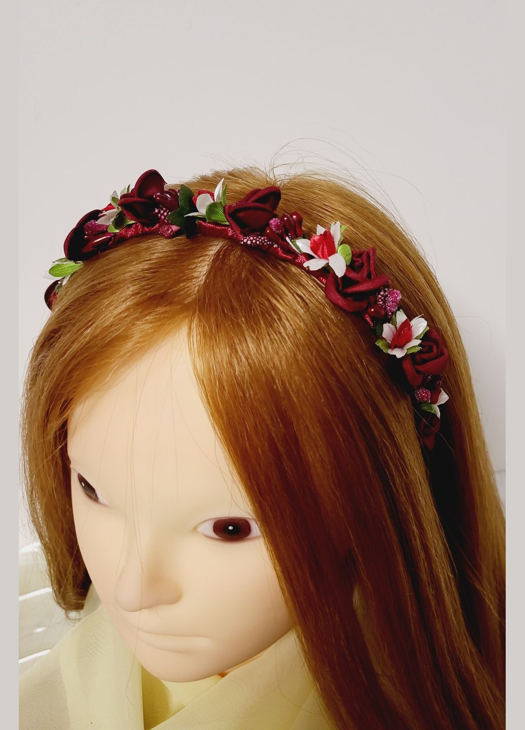 Віночок-обруч на голову ручної роботи Трояндочка бордо Hand Made (317257057)
