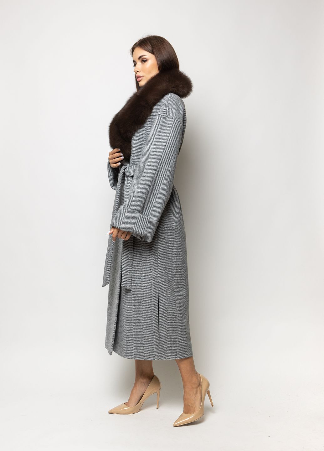 Серое демисезонное Каталея Серое+мех O`zona milano