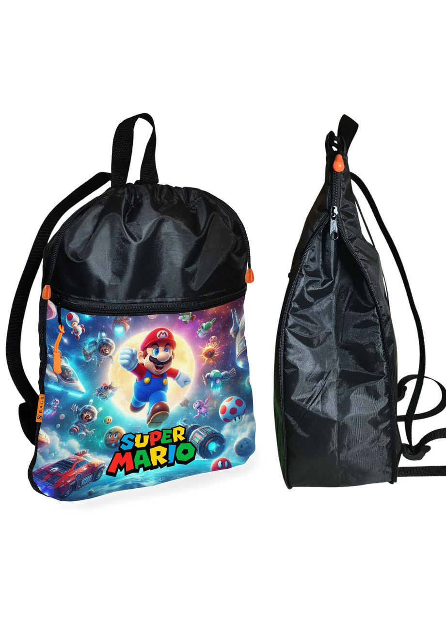 Рюкзак-мішок для взуття, спортивної форми Супер Маріо «Super Mario» дитяча сумка для змінки з розширювачем No Brand (325450491)