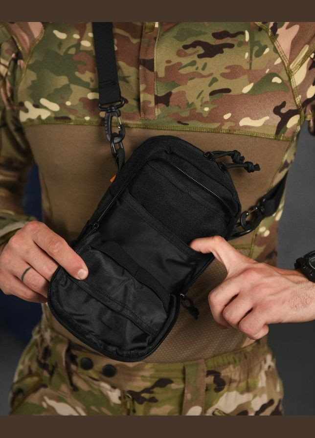 Тактична сумка через плече чорна No Brand (301039026)