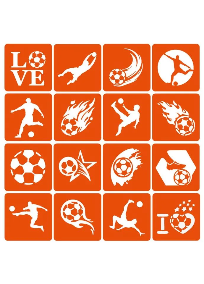 Набір трафаретів для біотату "Футбол" (football-simple-16) 16 шт, 6х6 см Fresh Tattoo (391173338)