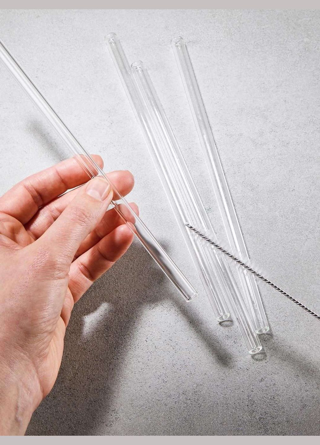 Набір скляних прозорих трубочок 4 шт 8х200 мм + щіточка Olens (291841820)