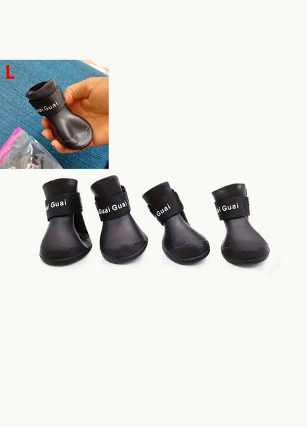 Ботинки силиконовые для собак черные (4 шт/набор) размер S, L China (335841332)