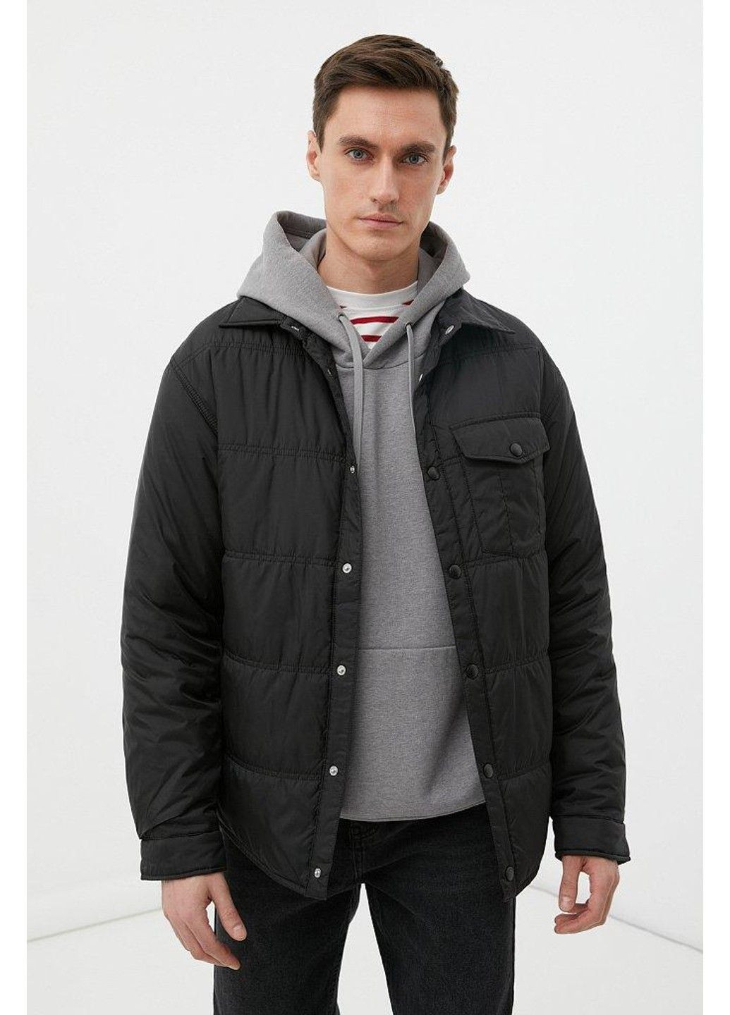 Чорна демісезонна куртка-сорочка fbc21007-200 Finn Flare