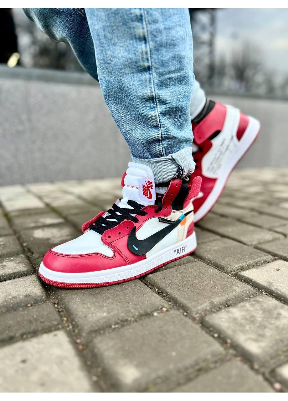 КРОССОВКИ ЖЕНСКИЕ NIKE AIR JORDAN 1 OFF-WHITE RED НАЙК АИР ДЖОРДАН No Brand белые демисезоны (367172915)