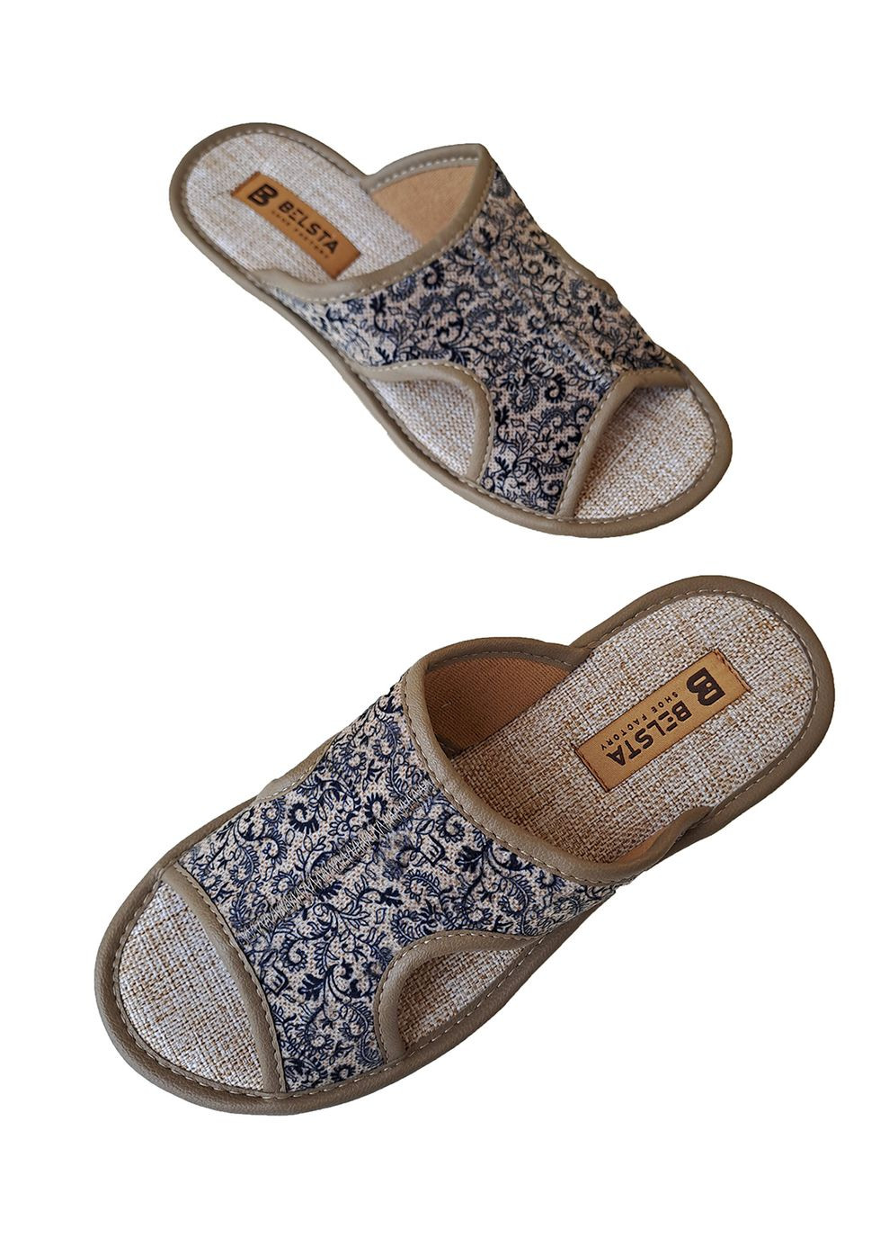 Бежевые тапочки женские с открытыми боковушками Белста