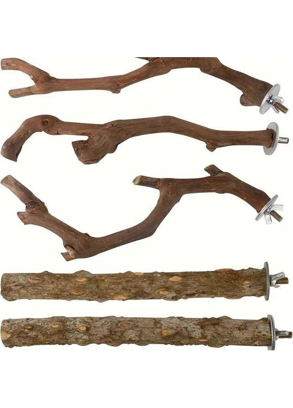 Жердинки для попугаев из дерева, виноградной лозы на винте 5 шт, аксессуары для попугаев No Brand (370290453)