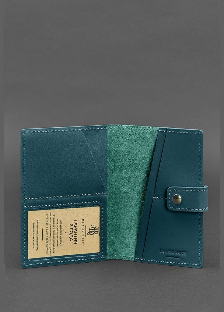 Шкіряна обкладинка для паспорта 5.0 (з віконцем) зелена (A-026733) BlankNote (329186851)