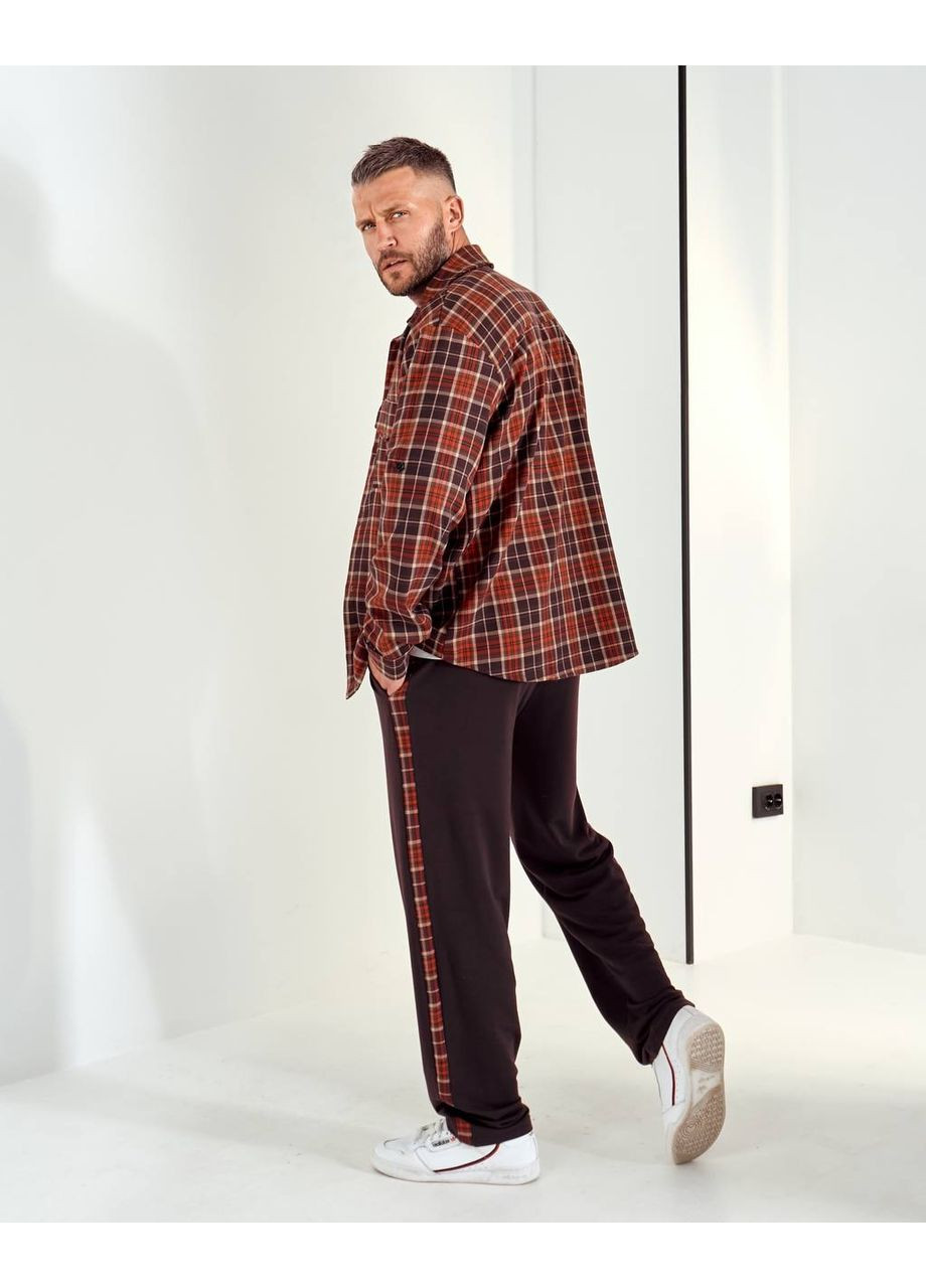 Коричневый костюм с рубашкой Fashion