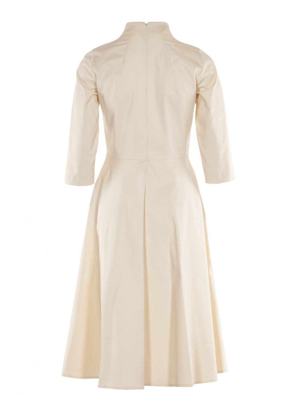 Молочное праздничный женское платье меди с горловиной и карманами (ll205120011) LadyLike