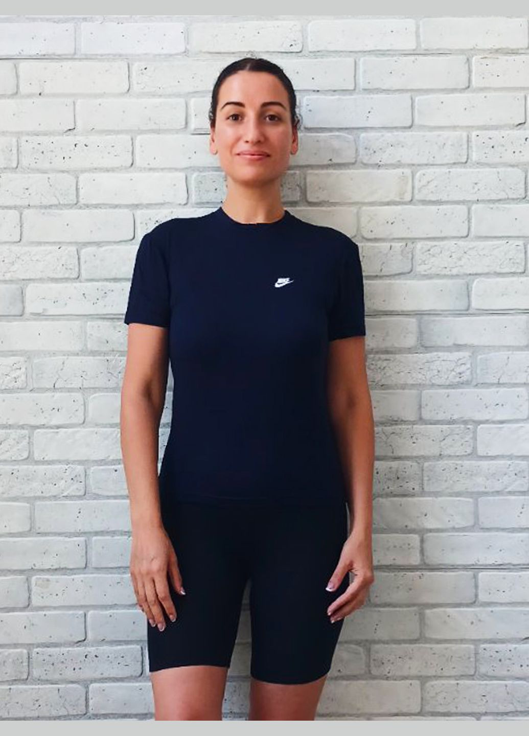 Женская футболка однотонная с накатом цвет темно-синий, вискоза хорошего качества No Brand - (318771790)