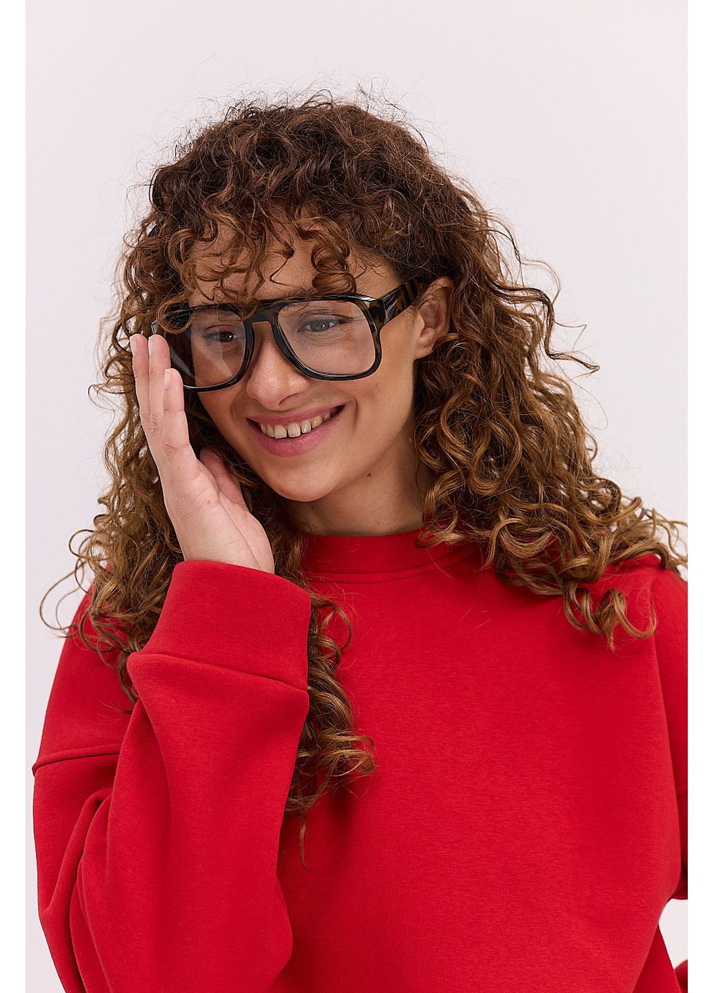 Красный утепленный женский свитшот коричневый с принтом на спине Arjen (361056629)